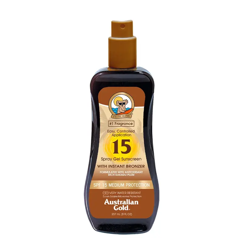 Australian Gold Instant Bronzer Spray Gel Sunscreen Spf15