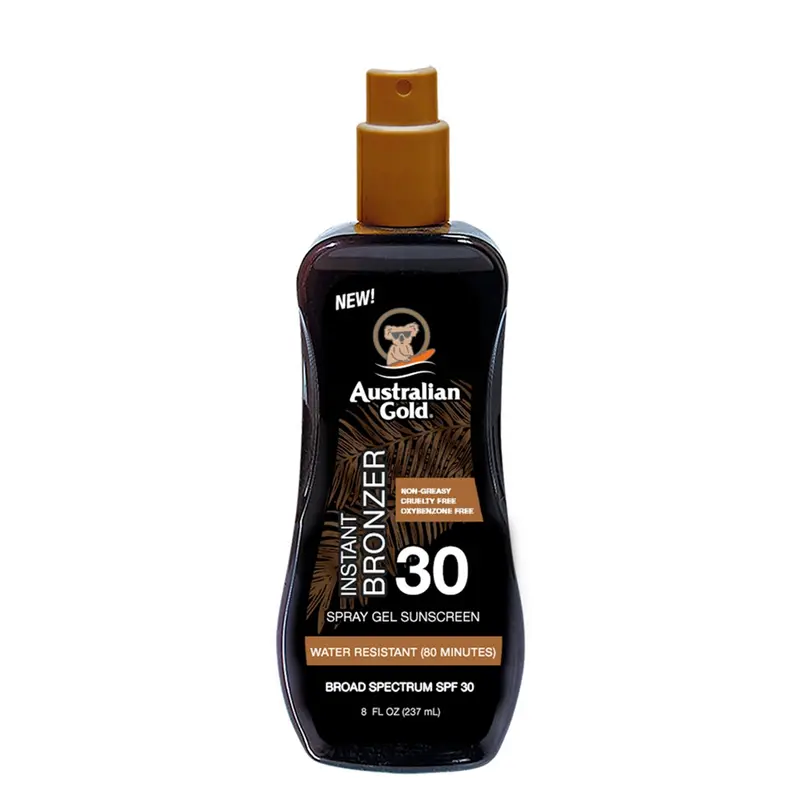 Australian Gold Instant Bronzer Spray Gel Sunscreen Spf30