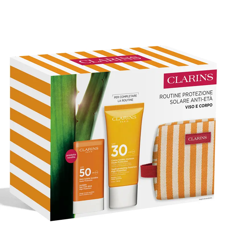 CLARINS Body Cream Spf30+ 75 Ml + Sun Stick Spf50+ + Trousse Set 3 pz