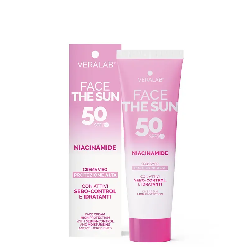 Face The Sun Crema Viso Protezione Alta Con Attivi Sebo-Control e Idratanti SPF 50
