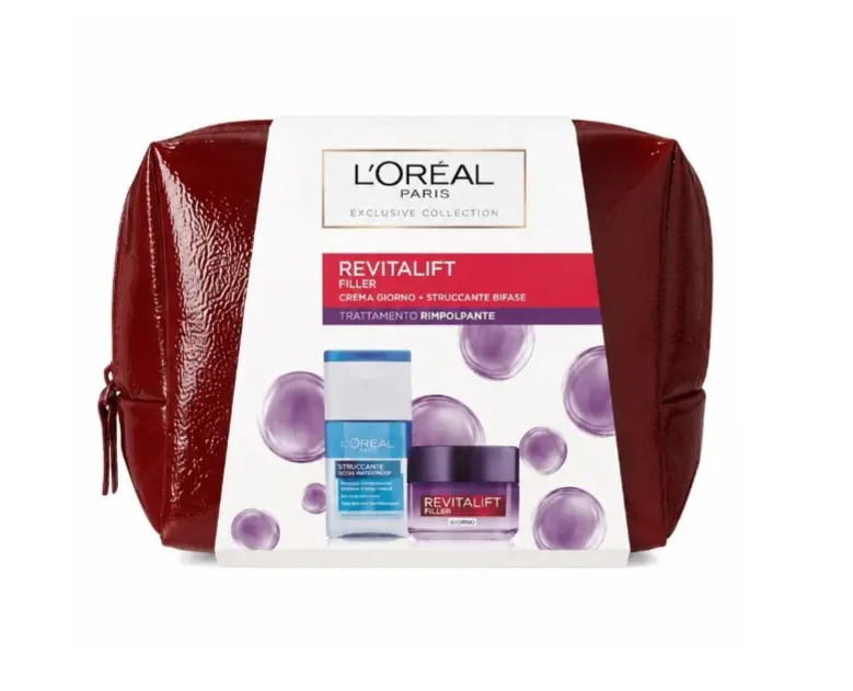 L'Oréal Paris Revitalift Filler Kit Regalo Anti-Età Crema Giorno + Struccante Bifase con Beauty Case