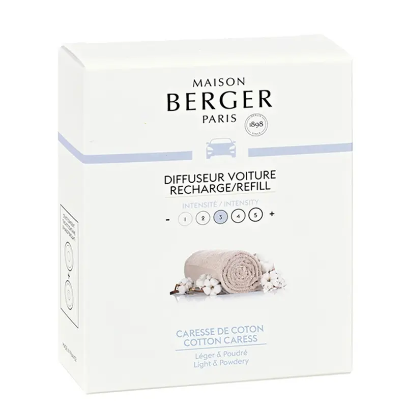 Maison Berger Paris Diffuseur Voiture Recharge Caresse Coton 2x17gr eur Voiture Recharge Caresse Coton
