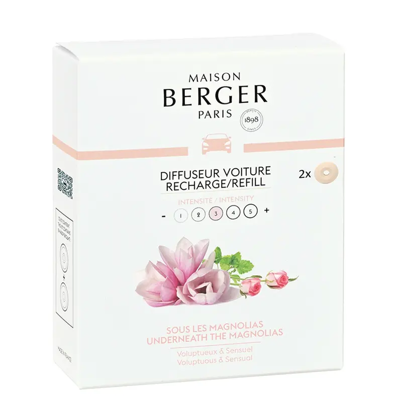 Maison Berger Paris Diffuseur Voiture Recharge Sous les Magnolias 2x17gr eur Voiture Recharge Sous les Magnolias