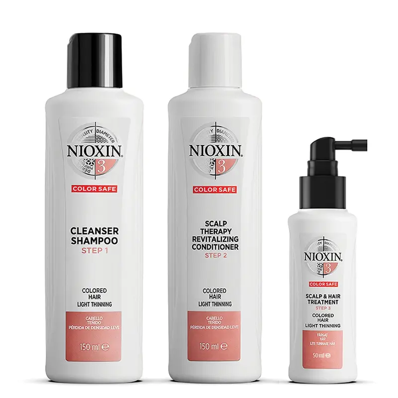 Nioxin Kit Trifasico Sistema 3 Per Capelli Colorati Leggermente Assottigliati Shampoo+Balsamo+Trattamento Set V1