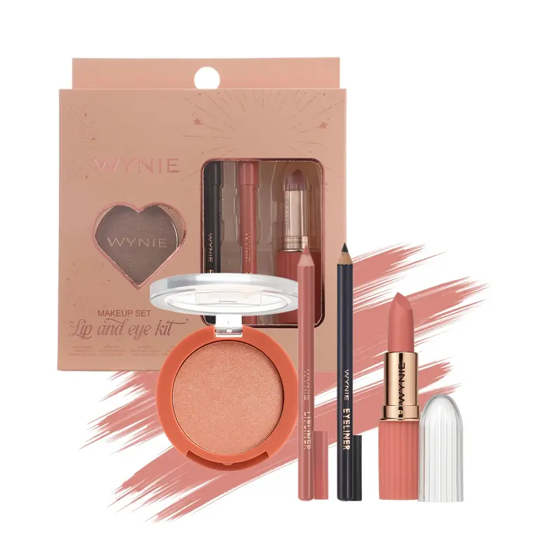 Wynie Lip & Eye Kit – Makeup Set Occhi e Labbra Ombretto, Matita Occhi, Matita Labbra, Rossetto Cremoso | Idea Regalo